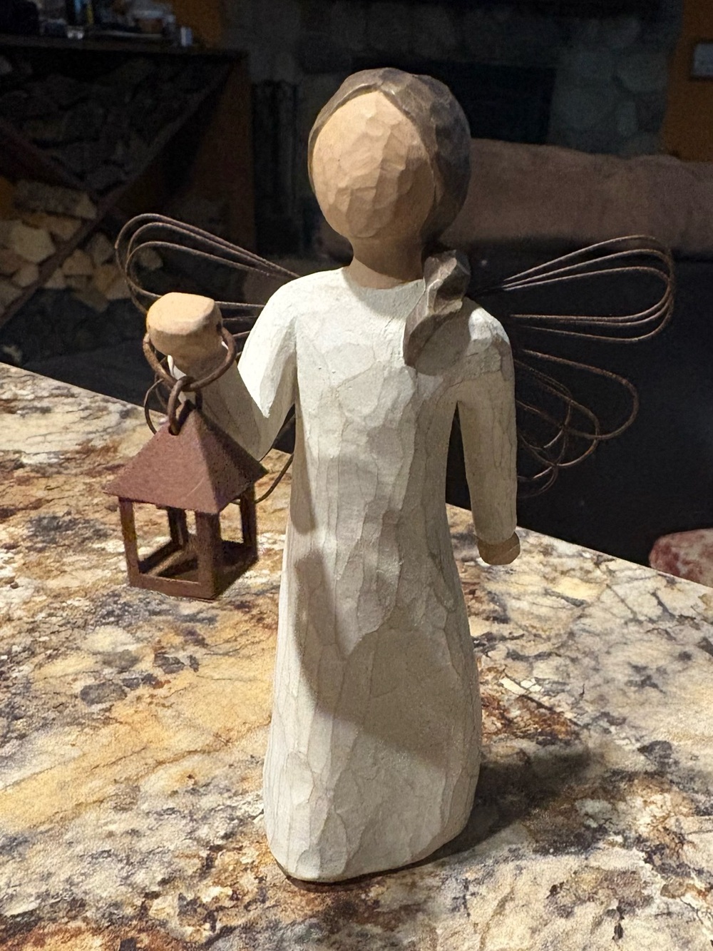 Willow Tree Cream and Brown Angel with Lantern